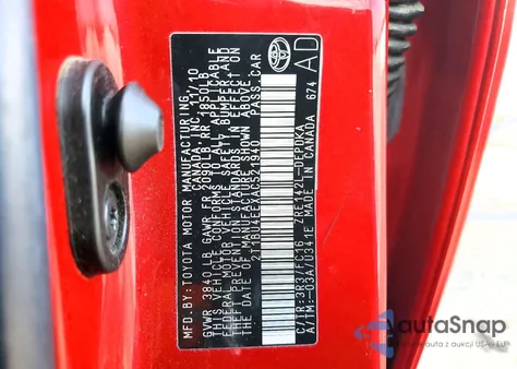 2010 Toyota Corolla Base из США, поврежденный, VIN 2T1BU4EEXAC521940